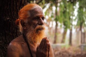 hindu saint with hands in prayer