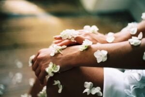 sensitive person with flowers on their skin