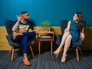 two people disagreeing with each other