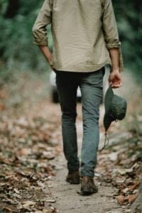 a man walking in transition to another place