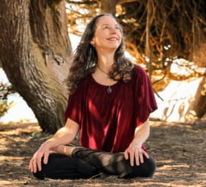 Connie Habash in lotus position