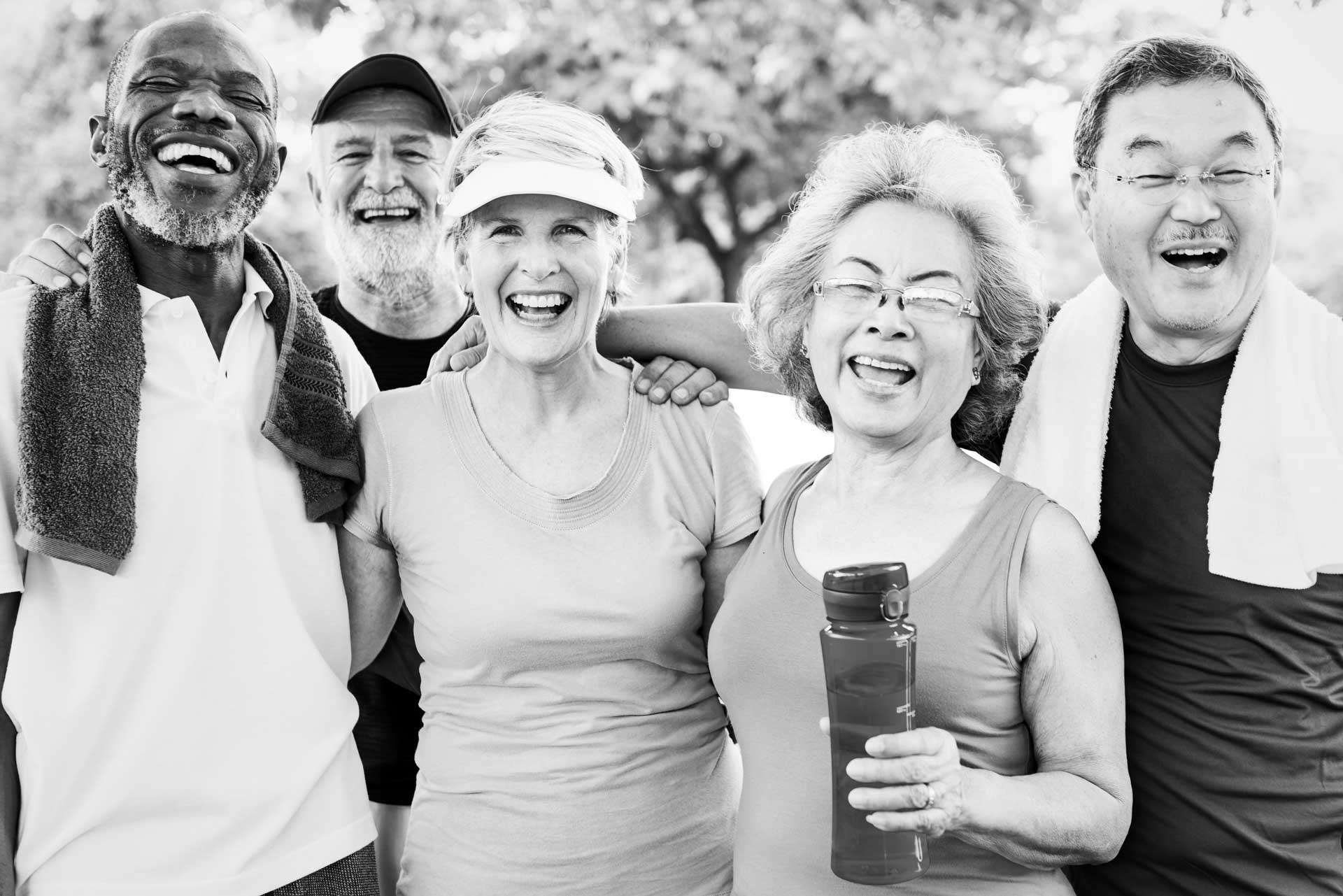 a group of seniors smiling and laughing
