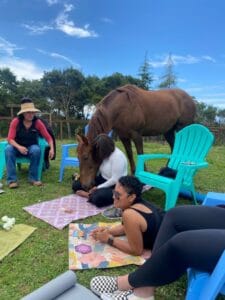 Group with horse at Beyond Liberty Equine Education and Horse Retirement Center